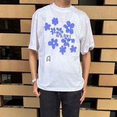 【2025春夏物モデル】MARNI マルニ THJET49P09 USCX40 D2W01 ホワイト コットン フラワープリント ロゴ Tシャツ カットソー 半袖 メンズ