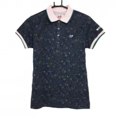 【新品】マスターバニー 半袖ポロシャツ ネイビー×ブラウン系 花柄 コットン100％ レディース 1(M) ゴルフウェア MASTER BUNNY EDITION