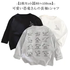 2枚セット 長袖Tシャツ キッズ 子供服 恐竜プリント Tシャツ 90 100 110 120 130 140 150 男の子 女の子 ジュニア 丸首 トップス 綿 コットン ロンt カットソー 子ど#lulum200