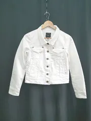 ◇ Θ SWINGLE スウィングル Gジャン 長袖 デニム ジャケット サイズS ホワイト レディース E  【1410230015382】