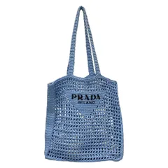 PRADA　プラダ　クロシェトートバッグ　カゴ　ラフィア　ブルー PRADA プラダ クロシェトートバッグ カゴ ラフィア ブルー