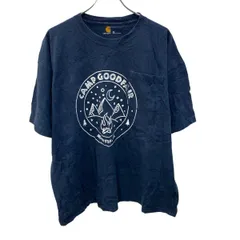 carhartt 半袖 プリントTシャツ XL ネイビー プルオーバー ポケット付き ビックロゴ カーハート 古着卸 アメリカ仕入 a705-5628