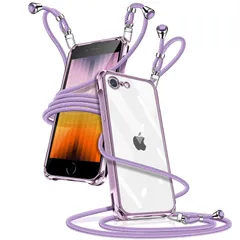 iPhone 7 ケース クリア ショルダー iphone 8 ケース iPhone SE 第3世代 第2世代 スマホケース アイフォン7/8/se2/se3 カバー 肩掛け 斜めかけ 縄掛けケース 透明 薄型 軽量 TPU 携帯ケース 紐付き 斜めがけ  1