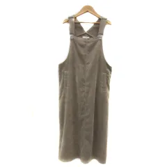 サマンサモスモス SM2 blue サロペットスカート ジャンパースカート ロング丈 コーデュロイ F ベージュ /YS12