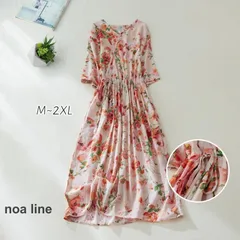 ワンピース レディース ロングワンピース 膝丈 チェニック ワンピース 半袖 花柄体型カバー ゆったり 民族風かわいい 文芸春 夏 大きいサイズ