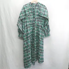 ◇ ⊂ ◎ ノーブランド 長袖 ロング丈 ワンピース サイズ表記なし グリーン ブラック レディース E  【1502200003236】