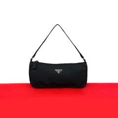 極 美品 希少品 PRADA プラダ 三角ロゴ シルバー 金具 プレート テスート ナイロン ミニ ハンドバッグ ポーチ ブラック 黒 09089
