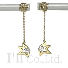 TASAKI　タサキ　コメット　プラス　ソロ　ピアス　EID-4343-18KYG　750YG　1Pダイヤモンド0.13ct×2　イヤリング　18金　K18YG　イエローゴールド　田崎　彗星　スター　チェーン　ぶら下がり【中古】【75280】