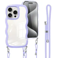 iPhone 15 Pro ケース クリア ショルダー iphone15pro カバー 首掛け 肩がけ 斜めかけ 紐付き ストラップ付き ケース 韓国 可愛い かわいい 透明 薄型 軽量 耐衝撃 シリコン TPU バンパー アイフォン 15プロ スマホケー 0