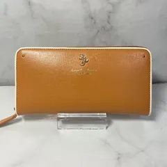 Samantha Thavasa Petit Choice サマンサタバサ プチチョイス　ラウンドファスナー長財布　キャメル　パイピング　ビジュー　レザー