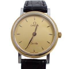 訳あり品】オメガ デビル クォーツ レディース 腕時計 コンビ ゴールド