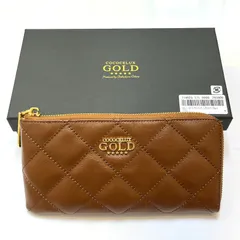 rm) COCOCELUX GOLD ココセラックス・ゴールド ブラウン系 ダイヤモンドレザー L字ファスナー 長財布 外箱付属 中古美品 USED カード収納豊富