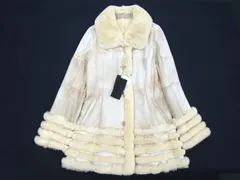 定11.3万【未使用タグ付】富和 レッキス 兎革 高級 毛皮 コート ジャケット リアルファー レザー M