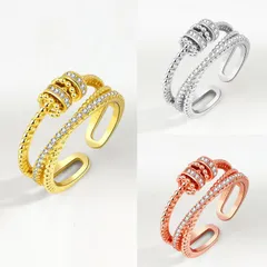 リング 指輪 フリーサイズ 3連 オープンリング シルバー925 銀 ゴールド 金属アレルギー対応 アクセサリー レディース ジュエリー 重ね付け ごつめ おしゃれ 大人かわいい