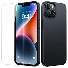 iPhone 14 _ブラック 「極薄軽量多色展開」TORRASiPhone 14用 ケース 全面保護 ドイツ製PC マット感 指紋防止 9Hガラスフィルム付属 ワイアレス充電対応 アイフォン14用 ケース OriginFit Series ブラック