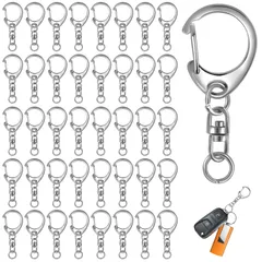 新品 キーホルダー金具【50個入り】ナスカン キーホルダー パーツ 回転カン付き ワンタッチ 回転フック 鍵や人形など掛けられ 通勤 学校 DIY用パーツ シルバー 44mmｘ18mm