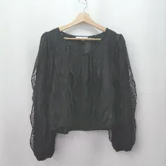 ◇ ⊂ BONLECILL ボンルシール 透け感 長袖 カットソー サイズF ブラック系 レディース E  【1506190003511】