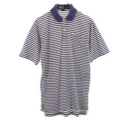 ポロバイラルフローレン ボーダー柄 半袖 ポロシャツ S ネイビー×白 Polo by Ralph Lauren ロゴ刺繍 メンズ 【中古】  【230907】