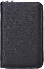 KASSAI 牛革 通帳ケース じゃばら式大容量 RFID スキミング防止 パスポート カードケース(ブラック)