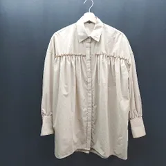 ◇ COMME CA ISM スタンダードカラー フロントボタン フリル 無地 長袖 シャツ サイズ9 ベーシュ レディース E  【1310050012144】
