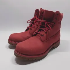 美品〇 Timberland ティンバーランド A1149 6インチ プレミアム ウォータープルーフ ブーツ 赤 7.5W 25.5 レザー スエード レッド