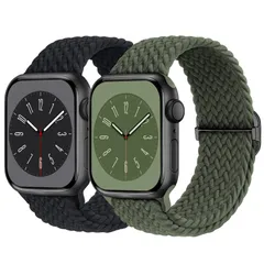 41mm40mm38mm_ブラックアーミーグリーン 2枚入りButifacion コンパチブル Apple Watch バンド 41mm 40mm 38mm ナイロン製 アップルウォッチ バンド 伸縮性 iwatch ベルト Series 987SE65432