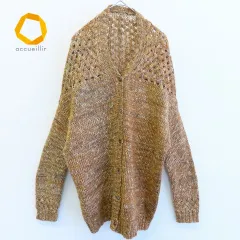 パドカレ pasdecalais 鍵編み ニット カーディガン モヘア ブラウン系 842639のサムネイル