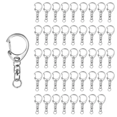 【在庫セール】素材 手作り (50個 アクセサリー ハンドメイド 手芸用品 ナスカン ナスカン ストラップ ピンク) キーリング アクセサリーパーツ ワンタッチ 付き 丸カン 回転フック キーホルダーパーツ (シルバー) パーツ レジン キーホルダー金具 金具