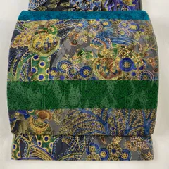 FOS-11 袋帯【前田仁仙】格子全通ラメ糸落款美品