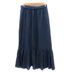 チャオパニック ティピー CIAOPANIC TYPY フレアスカート ギャザースカート ロング丈 マキシ丈 デニム風 無地 ONE 紺 ネイビー /YK3 