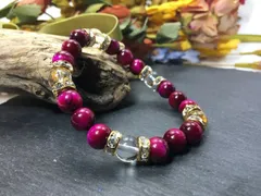 パワーストーン ブレスレット ピンクタイガーアイ&水晶 天然石 (ゴールド)8mm レディース  ●