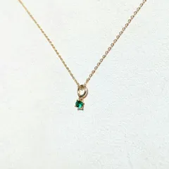 5月　エメラルド　誕生石　ネックレス　ステンレス　金　ゴールド　推しカラー　華奢