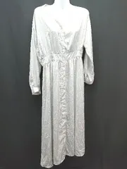 ◇ ◎ CRAFT バックウエストゴム 花柄 ストレッチなし 長袖 ロング ワンピース サイズFREE ライトグレー レディース E  【1307260054835】