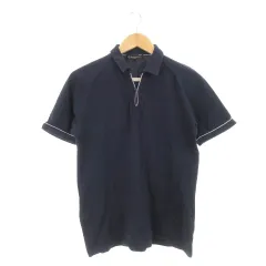B&Y ユナイテッドアローズ BEAUTY&YOUTH ビューティー&ユース ポロシャツ スキッパー 半袖 ラグラン 鹿の子 パイピング ワンポイント 清涼感 コットン S 紺 ネイビー /AH5 ☆