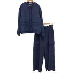美品 24SS BEAUTY&YOUTH ビューティアンドユース ツイードジャケット ワイドカーゴパンツ セットアップ M ネイビー レディース 古着 中古 USED