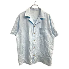 半袖 アロハシャツ Lサイズ オープンカラーシャツ ライトブルー 古着卸 アメリカ仕入 t2410-3514