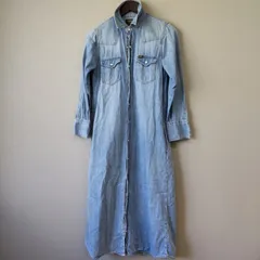 M8131 アーバンリサーチ ロッソ 別注 ROSSO Lee コラボ デニムシャツ ロングワンピース 綿 レディース M 長袖 ライトブルー スナップボタン