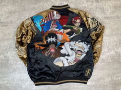 ONE PIECE刺繍スカジャン　四皇刺繍　リバーシブル　L　XL　黒 　Embroidered jumper(SUKAJYAN)