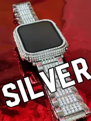 シルバー　アップルウォッチ ステンレスベルト キラキラ　  カバー ケース  メンズ レディース 38mm 40mm 41mm 44mm 45mm 46mm49mm Apple Watch