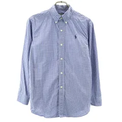 Polo by Ralph Lauren ポロバイラルフローレン チェック柄 長袖 ボタンダウンシャツ 150 ブルー系 キッズ 古着