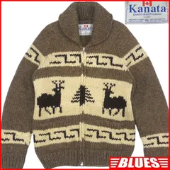 カウチン セーター kanata ニット L カナダ製 カナタ 茶 ベージュ 鹿柄 トナカイ カウチンセーターサイズL一覧←SEULB屋着古← HN2203のサムネイル