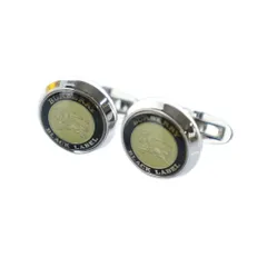バーバリーブラックレーベル BURBERRY BLACK LABEL カフスボタン アクセサリー ラウンド ロゴ シルバー色 ■GY11 /MQ