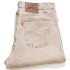 90s USA製 Levi'sリーバイス 550 先染め カラーデニムパンツ カーキ W36 L30★07 オールド ビンテージ ジーンズ テーパード ワイド