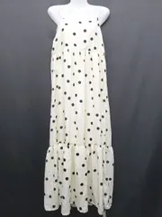 ◇ ⊂ 未使用 La-gemme ラジェム タグ付き 水玉 ドット キャミソール ロング ワンピース サイズF アイボリー レディース E  【1507100013279】