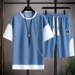 上下セットメンズ半袖ルームウェア通気性クルーネックセットアップボトムスハーフパンツTシャツ運動会涼しい夏夏服トップス