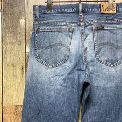 《激レア》リー Lee 青☆デニムパンツ L ロゴタグ 革パッチ インディゴ e1