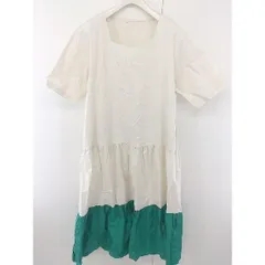 ◇ a lot of love ア ロット オブ ラブ 半袖 ロング ワンピース サイズXL オフホワイト グリーン レディース  【中古】 【1206100008420】のサムネイル