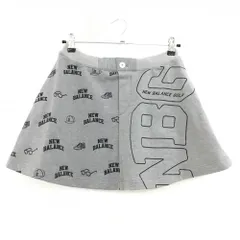 【美品】ニューバランスゴルフ スカート 杢グレー×ダークネイビー ロゴ柄 スニーカー レディース 0(S) ゴルフウェア New Balance