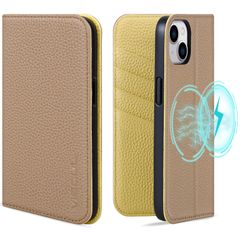 【新着商品】マグネット式 全面保護 携帯ケース 柔軟なTPU素材 カード収納 レザー スマホケース スタンド機能付き 手帳ケース プラス 6.7インチ アイフォン15 MagSafe対応 アイホン15Plus 本革 手帳型 ケース ベージュ 対応 Plus レ