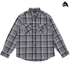LA GATE FLANNEL L/S SHIRTS【GRAY×WHITE】 (M・L・XL・2XL)(エルエーゲート 通販 大きいサイズ チェックシャツ フランネルシャツ ネルシャツ 長袖 ボタンシャツ カジュアルシャツ)